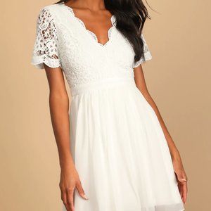 Lulu's NWT Angel in Disguise White Lace Skater Dress